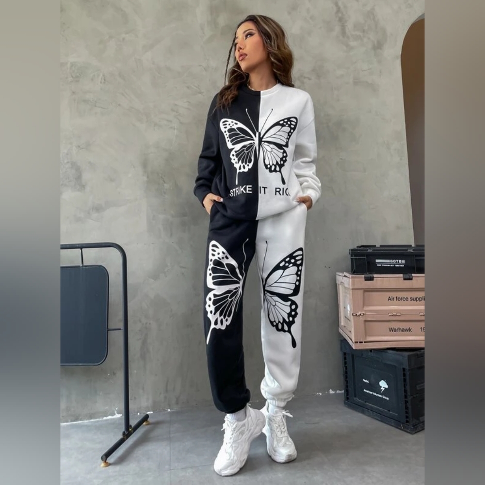 Women’s Sweatpants & Sweatshirt Set, Elegance meets comfort with drop shoulders